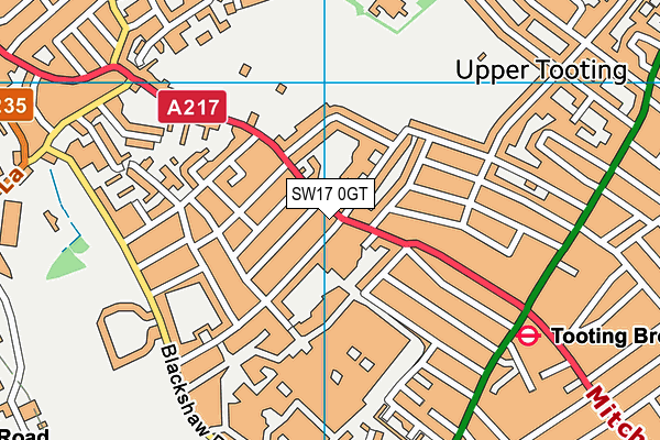 SW17 0GT map - OS VectorMap District (Ordnance Survey)