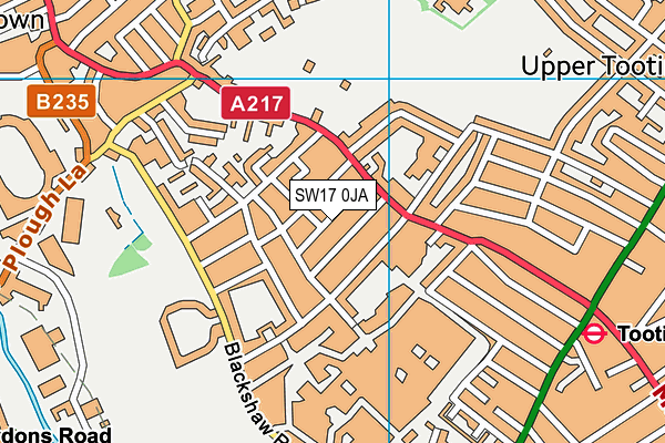 SW17 0JA map - OS VectorMap District (Ordnance Survey)