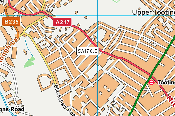 SW17 0JE map - OS VectorMap District (Ordnance Survey)