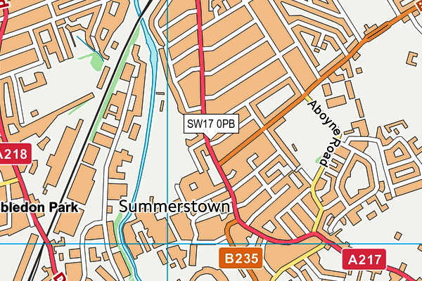 SW17 0PB map - OS VectorMap District (Ordnance Survey)