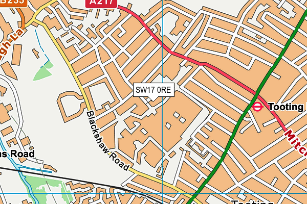 SW17 0RE map - OS VectorMap District (Ordnance Survey)