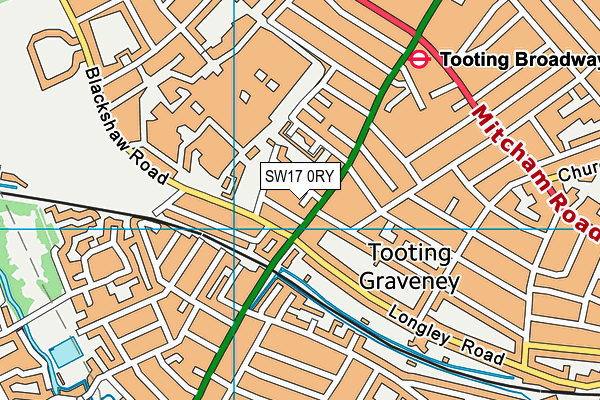 SW17 0RY map - OS VectorMap District (Ordnance Survey)