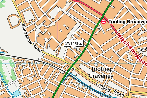 SW17 0RZ map - OS VectorMap District (Ordnance Survey)