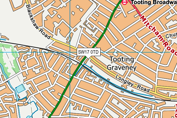 SW17 0TD map - OS VectorMap District (Ordnance Survey)