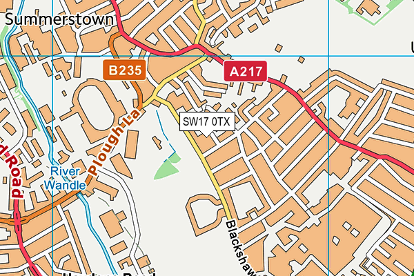 SW17 0TX map - OS VectorMap District (Ordnance Survey)