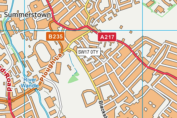 SW17 0TY map - OS VectorMap District (Ordnance Survey)