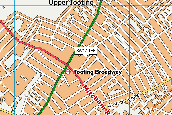 SW17 1FF map - OS VectorMap District (Ordnance Survey)