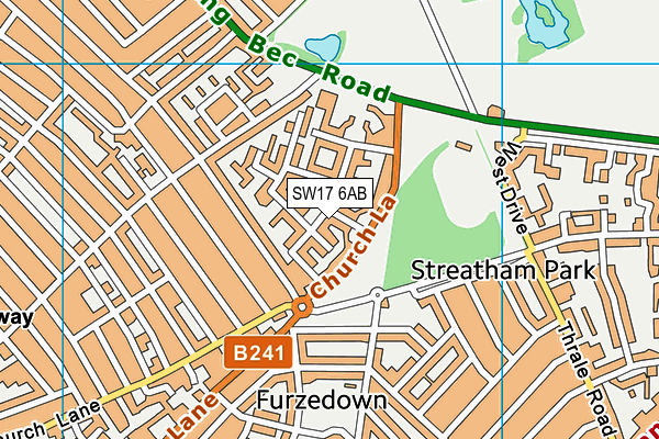 SW17 6AB map - OS VectorMap District (Ordnance Survey)