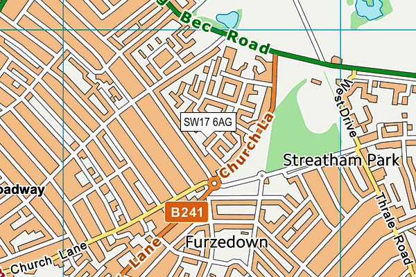 SW17 6AG map - OS VectorMap District (Ordnance Survey)