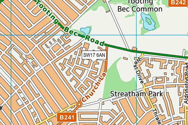 SW17 6AN map - OS VectorMap District (Ordnance Survey)