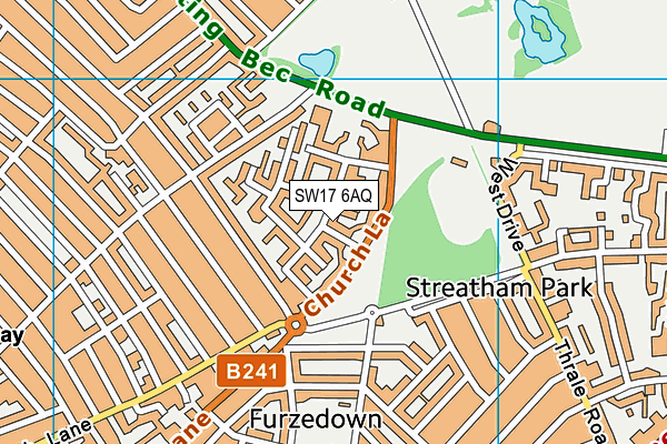 SW17 6AQ map - OS VectorMap District (Ordnance Survey)