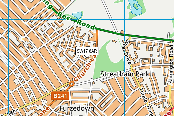 SW17 6AR map - OS VectorMap District (Ordnance Survey)