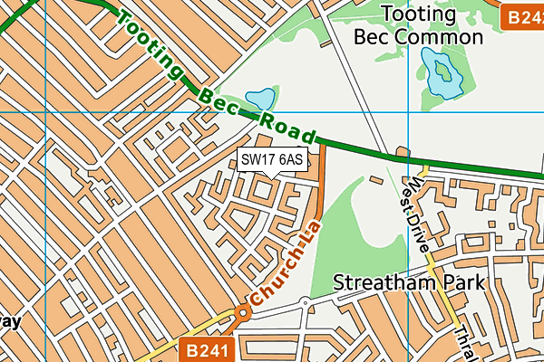 SW17 6AS map - OS VectorMap District (Ordnance Survey)