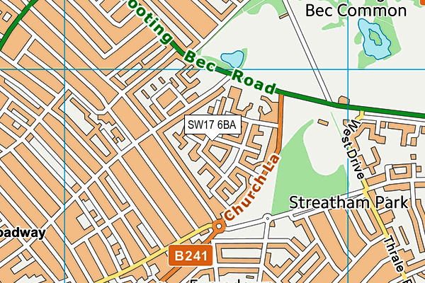 SW17 6BA map - OS VectorMap District (Ordnance Survey)