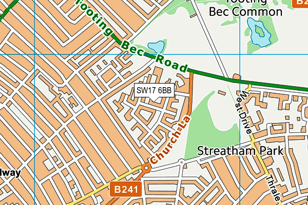 SW17 6BB map - OS VectorMap District (Ordnance Survey)