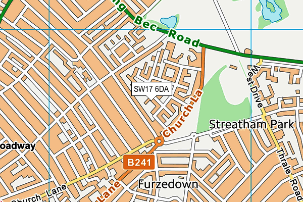 SW17 6DA map - OS VectorMap District (Ordnance Survey)