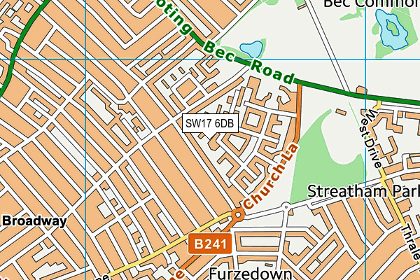 SW17 6DB map - OS VectorMap District (Ordnance Survey)