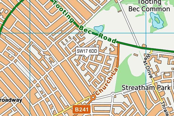 SW17 6DD map - OS VectorMap District (Ordnance Survey)