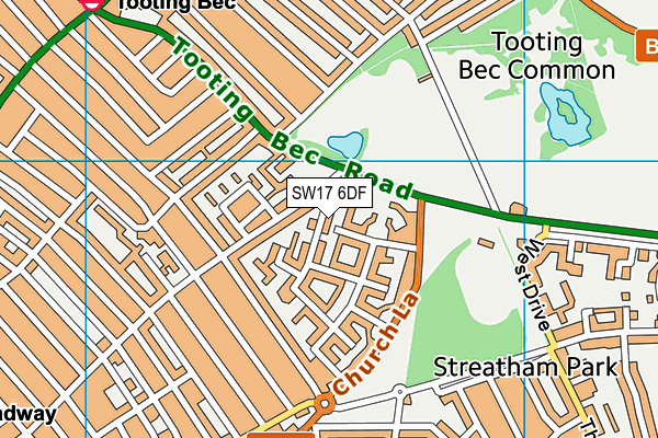 SW17 6DF map - OS VectorMap District (Ordnance Survey)