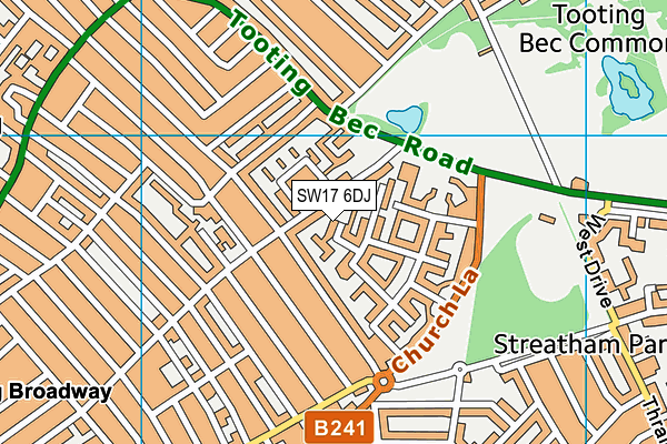 SW17 6DJ map - OS VectorMap District (Ordnance Survey)