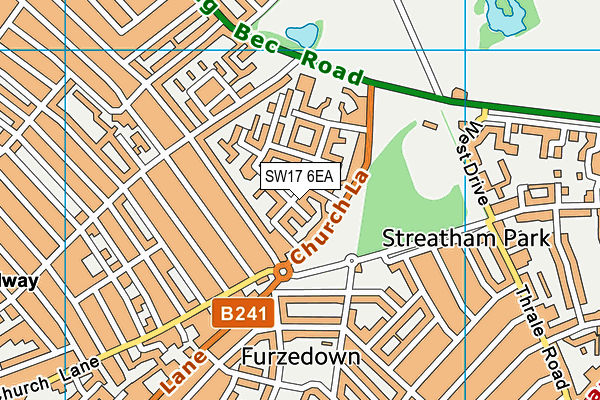 SW17 6EA map - OS VectorMap District (Ordnance Survey)