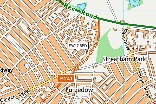 SW17 6ED map - OS VectorMap District (Ordnance Survey)