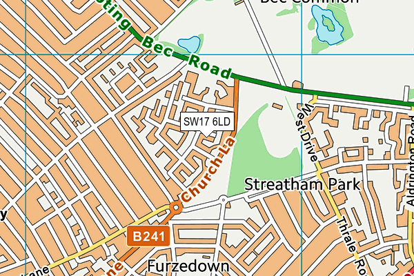 SW17 6LD map - OS VectorMap District (Ordnance Survey)