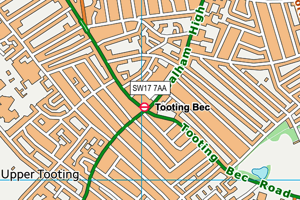 SW17 7AA map - OS VectorMap District (Ordnance Survey)