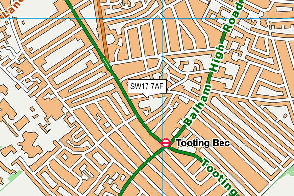 SW17 7AF map - OS VectorMap District (Ordnance Survey)