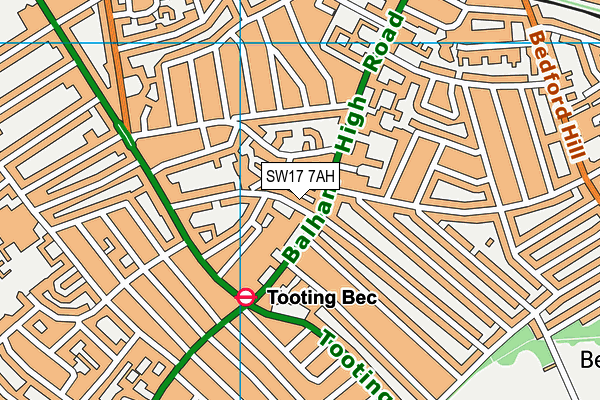 SW17 7AH map - OS VectorMap District (Ordnance Survey)