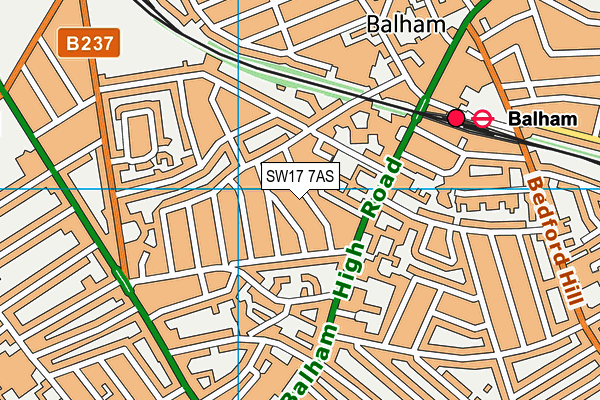 SW17 7AS map - OS VectorMap District (Ordnance Survey)