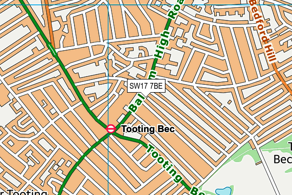 SW17 7BE map - OS VectorMap District (Ordnance Survey)