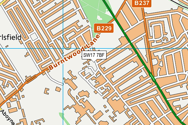 SW17 7BF map - OS VectorMap District (Ordnance Survey)