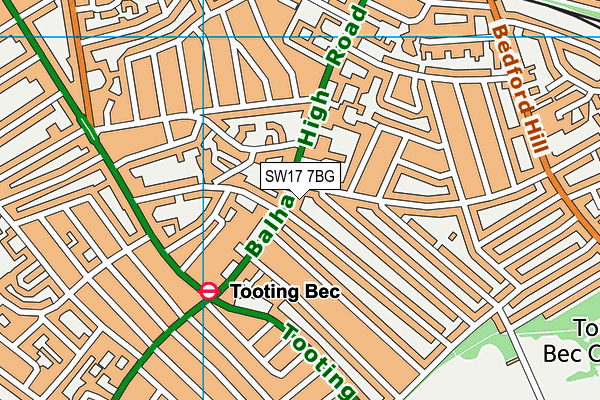 SW17 7BG map - OS VectorMap District (Ordnance Survey)