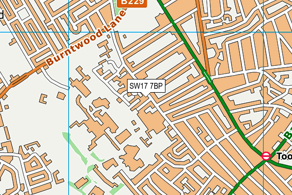 SW17 7BP map - OS VectorMap District (Ordnance Survey)