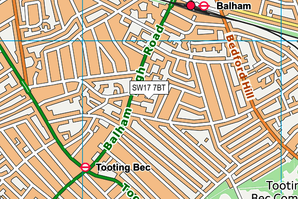 SW17 7BT map - OS VectorMap District (Ordnance Survey)