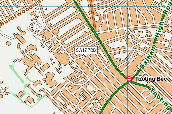 SW17 7DB map - OS VectorMap District (Ordnance Survey)