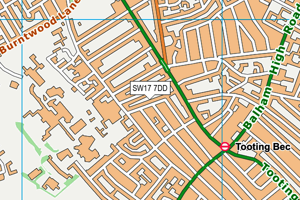 SW17 7DD map - OS VectorMap District (Ordnance Survey)