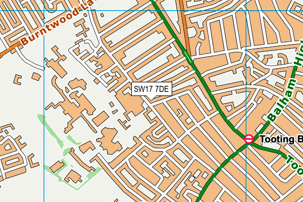 SW17 7DE map - OS VectorMap District (Ordnance Survey)