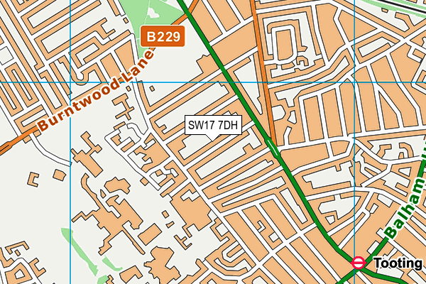 SW17 7DH map - OS VectorMap District (Ordnance Survey)