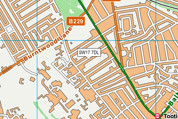 SW17 7DL map - OS VectorMap District (Ordnance Survey)