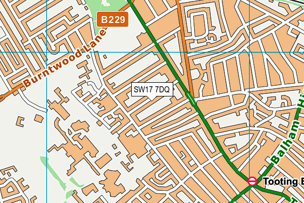 SW17 7DQ map - OS VectorMap District (Ordnance Survey)