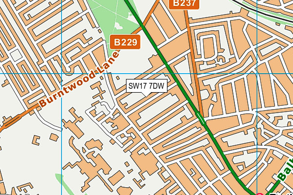 SW17 7DW map - OS VectorMap District (Ordnance Survey)