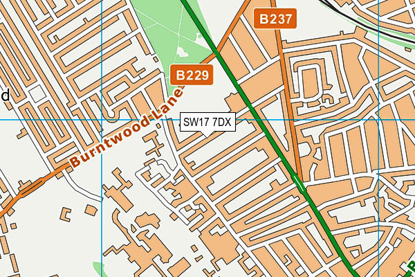 SW17 7DX map - OS VectorMap District (Ordnance Survey)