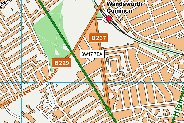 SW17 7EA map - OS VectorMap District (Ordnance Survey)