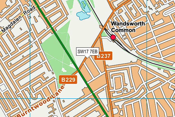 SW17 7EB map - OS VectorMap District (Ordnance Survey)