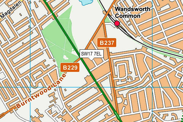 SW17 7EL map - OS VectorMap District (Ordnance Survey)