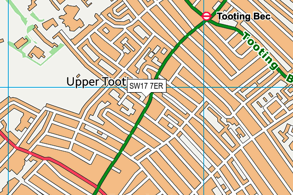 SW17 7ER map - OS VectorMap District (Ordnance Survey)