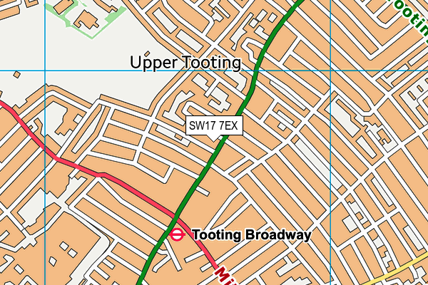 SW17 7EX map - OS VectorMap District (Ordnance Survey)