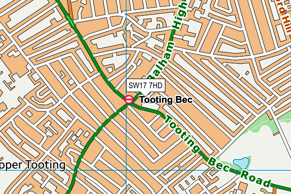 SW17 7HD map - OS VectorMap District (Ordnance Survey)